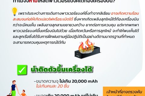ทำไมถึงห้ามนำแบตเตอรี่สำรอง (Power bank) ใส่ไว้ในกระเป๋าที่โหลดใต้ท้องเครื่องบิน?