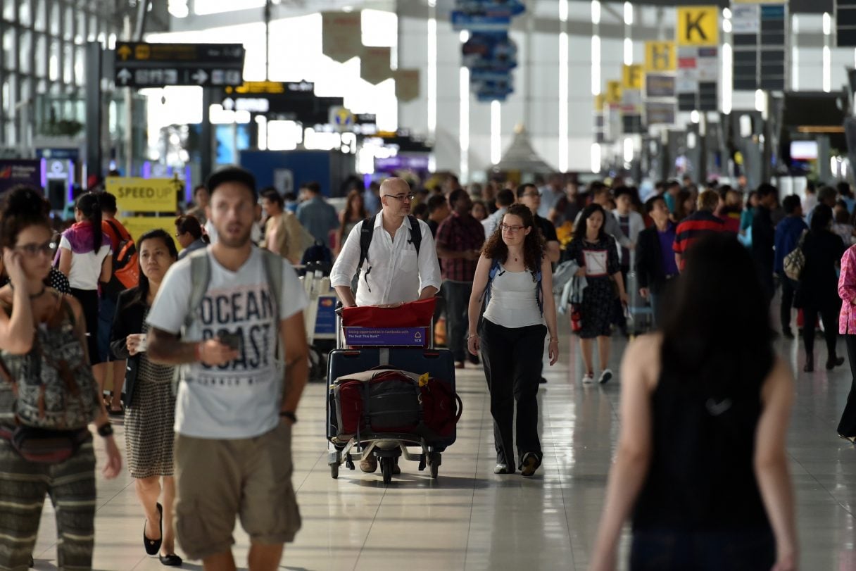 Bangkok,,thailand, ,july,12,,2016:,air,travellers,walk,through