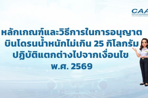 หลักเกณฑ์และวิธีการในการอนุญาตให้ผู้บังคับหรือปล่อยอากาศยานซึ่งไม่มีนักบิน ประเภทอากาศยานที่ควบคุมการบินจากภายนอก ที่มีน้ำหนักไม่เกิน 25 กิโลกรัม ปฏิบัติแตกต่างไปจากเงื่อนไข พ.ศ. 2569